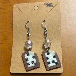 Handmade Chocolate Poptart Tile Dangle Earrings